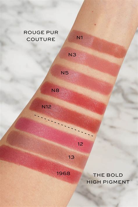 ysl rouge pur couture lipstick swatches|ysl rouge pur couture shades.